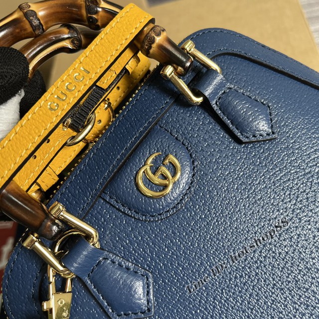 Gucci官網新款全皮貝殼包女士手提包 古馳Gucci Diana竹節迷你托特包715775 gqy4493